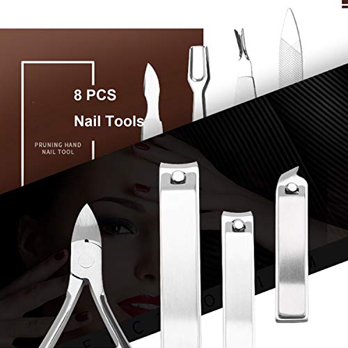 Manicure Set, Achort Anself 18 pcs Kit de Herramientas de Manicura Pedicura Profesional Juego de Cortauñas Recortador de Limas de Uñas Afeitado de Cejas Herramienta de Corte de Pelo de Nariz