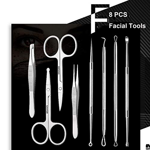 Manicure Set, Achort Anself 18 pcs Kit de Herramientas de Manicura Pedicura Profesional Juego de Cortauñas Recortador de Limas de Uñas Afeitado de Cejas Herramienta de Corte de Pelo de Nariz