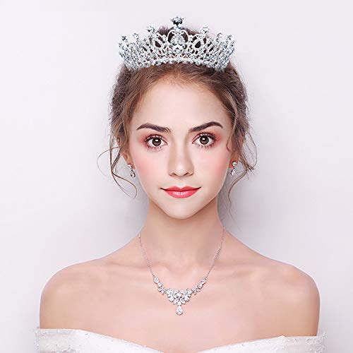 MaoXinTek Diadema Corona Tiara con Peine Hairband de Cristal Diamantes de imitación Fiesta Boda Novia Niña Mujer Partido decoración en cumpleaños (Plata)