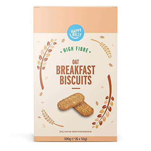 Marca Amazon - Happy Belly - Galletas de avena para el desayuno, 5 x 300 g