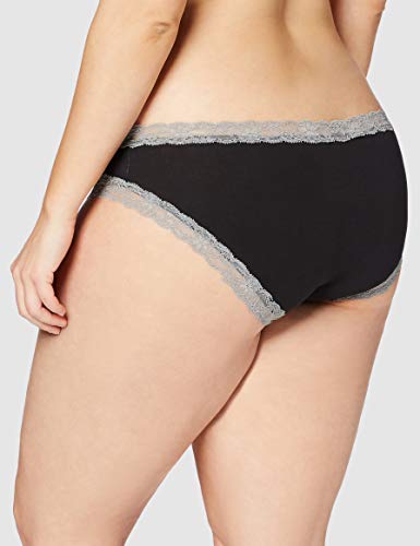 Marca Amazon - Iris & Lilly Braguita Mujer, Pack de 5, Negro (Black/Mid Grey Lace), M, Label: M