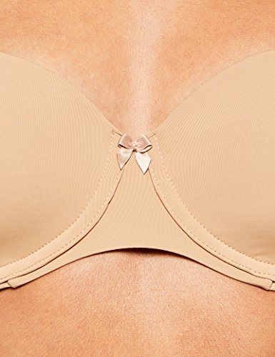 Marca Amazon - IRIS & LILLY Sujetador Preformado con Tirantes Extraíbles Body Smooth para Mujer, Beige (Praline), 100C, Label: 38C