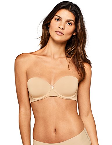 Marca Amazon - IRIS & LILLY Sujetador Preformado con Tirantes Extraíbles Body Smooth para Mujer, Beige (Praline), 100C, Label: 38C