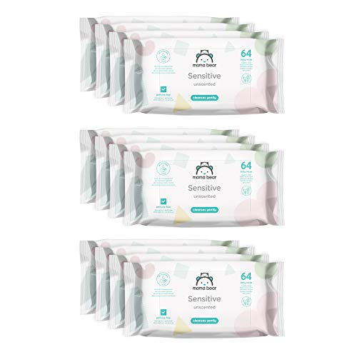 Marca Amazon - Mama Bear Sensitive Toallitas húmedas para bebé - 12 Paquetes (768 Toallitas)