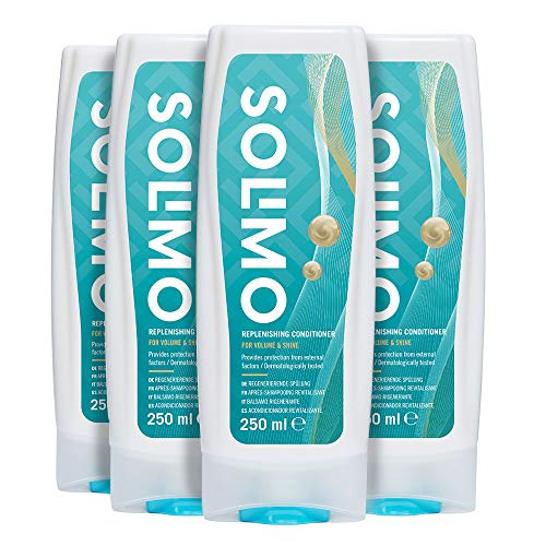 Marca Amazon - Solimo Acondicionador revitalizante para volumen y brillo - Paquete de 4 (4 Botellas x 250ml)