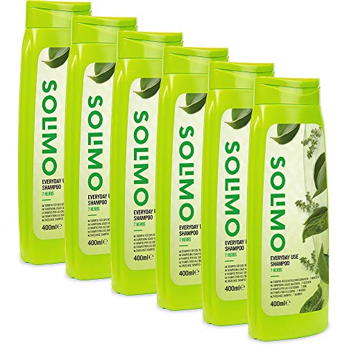 Marca Amazon - Solimo Champú uso diario con 7 hierbas - Pack de 6 (400ml x 6)