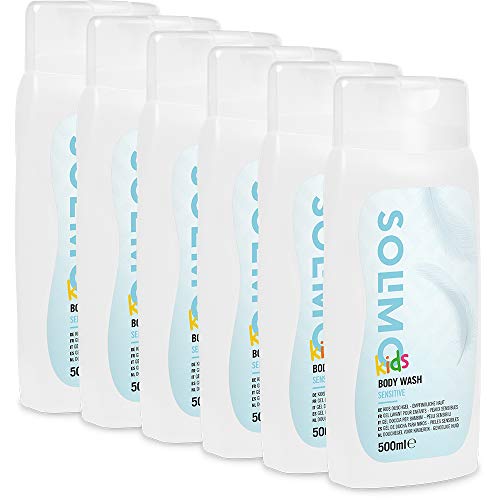 Marca Amazon - Solimo Gel de ducha para niños - Pieles sensibles - Pack de 6 (500ml x 6)