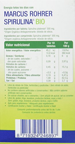 Marcus Rohrer Spirulina BIO Complemento Alimenticio - 180 Tabletas