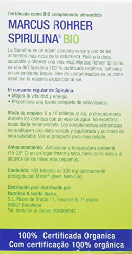 Marcus Rohrer Spirulina BIO Complemento Alimenticio - 180 Tabletas