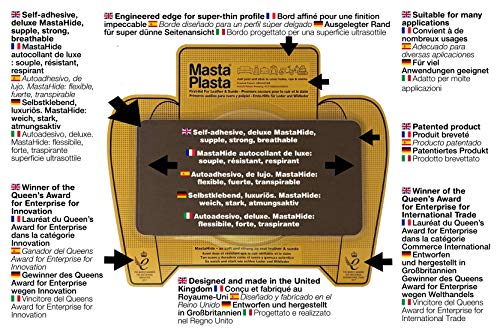 MastaPlasta - Parches AUTOADHESIVOS para reparación de Cuero y Otros Tejidos. Negro. Elije el tamaño y el diseño. Primeros Auxilios para sofás, Asientos de Coche, Bolsos, Chaquetas