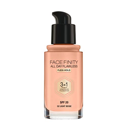 Max Factor Facefinity 3 en 1 All Day Flawless Base de Maquillaje, Tono 32