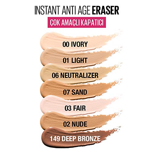 Maybelline INST.ERASER CONC.NUgb -00 IVORY corrector de ojeras 6,8 ml - Correctores de ojeras (Piel Clara, 6,8 ml, Neutral, Universal, Anti-edad, Antiojeras, Antifatiga, Hidratante, Ivory)