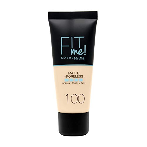 Maybelline New York - Fit Me, Base de Maquillaje Mate Afina Poros, Tono 100 Warm Ivory - 30 ml