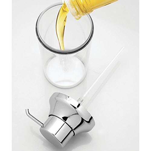 mDesign Dispensador de champu rellenable – Dosificador de jabon con capacidad de 1 l – Dispensador de jabon liquido para gel, acondicionador y champu – transparente/cromado