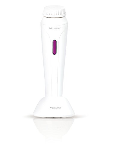 Medisana FB 885 Cepillo de limpieza facial eléctrico, limpieza en profundidad de los puertos, cepillo facial de batería con accesorio de pelado, esponja cosmética y 4 velocidades