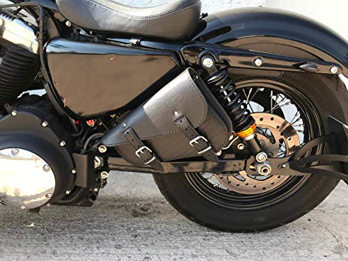 Medusa Black Negro Sporty Bolsillo Lateral Lado Izquierdo Sport ster Harley Davidson Forty Eight XL Roadster 1200 883 Iron a Partir de 2004 Blande Bolsa sillín Bolsa Saddle Bag Negro Piel Funda