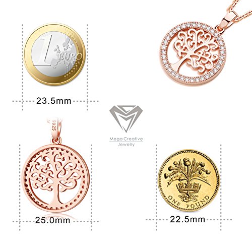 MEGA CREATIVE JEWELRY "Amor de la Familia Collares Mujer de Árbol de la Vida Cristales Swarovski Colgantes de la Moda 925 Plata Esterlina Oro Rosa, Regalo de la Joyería