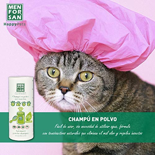 MENFORSAN Champú en polvo con Repelente de Insectos Perros, Gatos, Roedores Y Hurones - 250 Grs