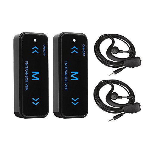 Mengshen Super Mini Walkie Talkies VV-108 con USB Port & Auricular & USB Cargador UHF 400-480MHz para Hotel, Peluquería, Auto Tienda, Restaurante, KTV, Securidad 1 Par (2 Pcs) VV-108Black