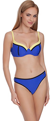 Merry Style Conjunto Bikini Sujetador y Bragas Traje de Baño 2 Piezas Mujer MS75 (Aciano/Amarillo, 40)