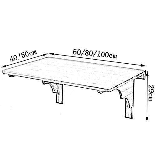 Mesa de pared para ordenador portátil, estante de almacenamiento plegable para escritorio, más espacio, madera maciza, 3 tamaños (tamaño: 60 x 40 cm)