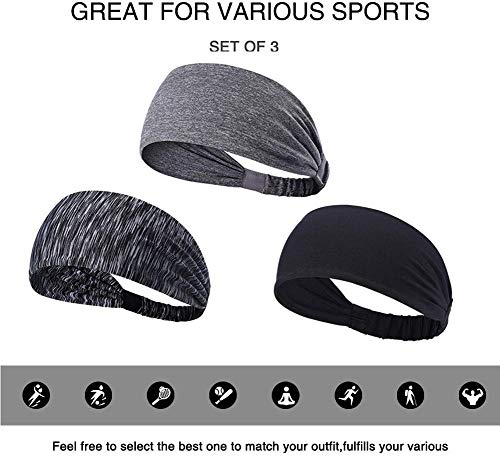 MiaoMa 3 Pack Deportes Diadema Corriente Diadema Deportiva Traviesa Hombres Mujeres Sweatband Absorción de Humedad para Yoga Equitación Baloncesto Ciclismo Ejercicio Ejercicio