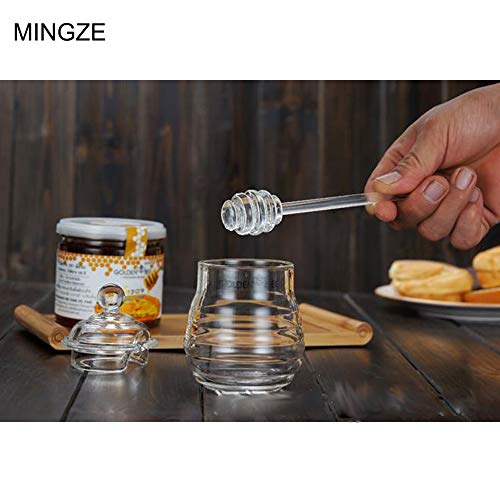 MINGZE Honey Jar Pot, con Tapa y Tapa, Transparente, de High Borosilicate Glass para Home Kitchen, 250 ml