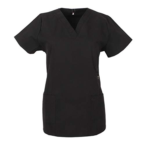 MISEMIYA - Casaca Mujer Mangas Cortas Uniforme Laboral CLINICA Estética Limpieza Veterinaria SANIDAD Dentista HOSTELERÍA Ref.707 - M, Negro