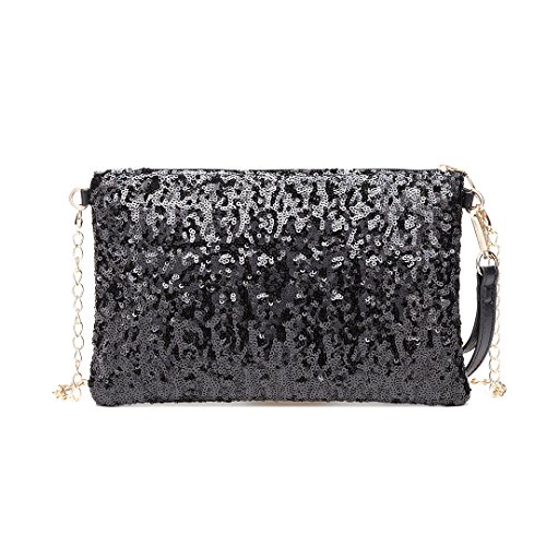 Miss Lulu Bolso para Mujer Bolso de Cadena Hombro Bolso de Mano Bonita (Negro)