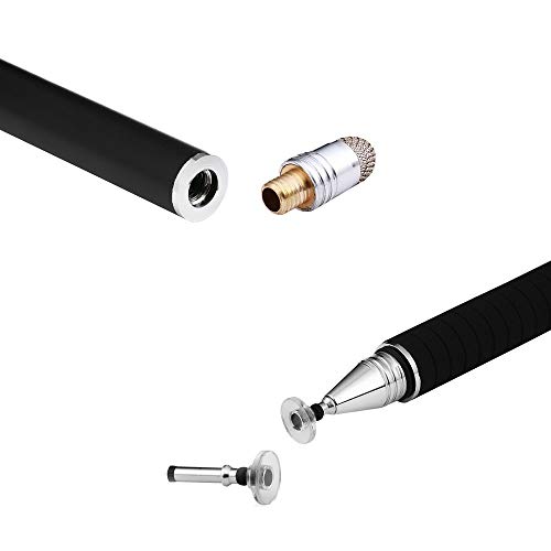 Mixoo Precisión Lápiz de Punta Disco Stylus 2 in 1 Lapiz Táctil Capacitivo Universal con puntas de repuesto Discos 2, y 1 Puntas de Fibra para Pantallas Táctiles (Negro+Azul)