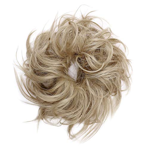 Moda Peinado Updo despeinado Scrunies de pelo con moño desordenado Extensión de cabello de cola de caballo para mujer Rubio ceniza