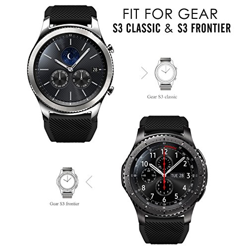 MoKo Samsung Gear S3 Frontier/Galaxy Watch 46mm / Classic/Moto 360 2nd Gen 46mm Correa - Watch Band Deportiva de Silicona Suave Reemplazo Sport Band - Negro