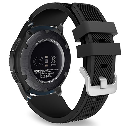 MoKo Samsung Gear S3 Frontier/Galaxy Watch 46mm / Classic/Moto 360 2nd Gen 46mm Correa - Watch Band Deportiva de Silicona Suave Reemplazo Sport Band - Negro