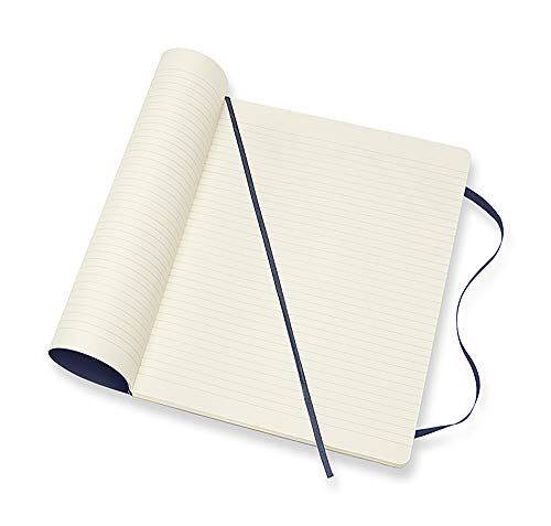 Moleskine - Cuaderno Clásico con Páginas Rayadas, Tapa Blanda y Goma Elástica, Azul (Sapphire Blue), Tamaño Extra Grande, 192 Páginas