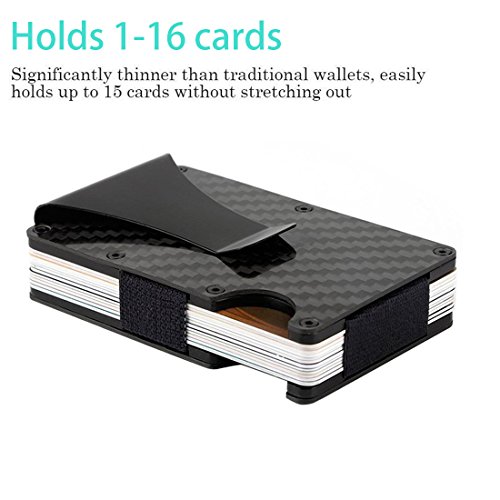 Money Clip, Billetera Minimalista Titular de la Tarjeta de Crédito para Mujeres Hombres Slim Wallet Caso de Fibra de Carbono RFID Bloqueo Front Pocket Titular de la Tarjeta de Visita Cash Clip