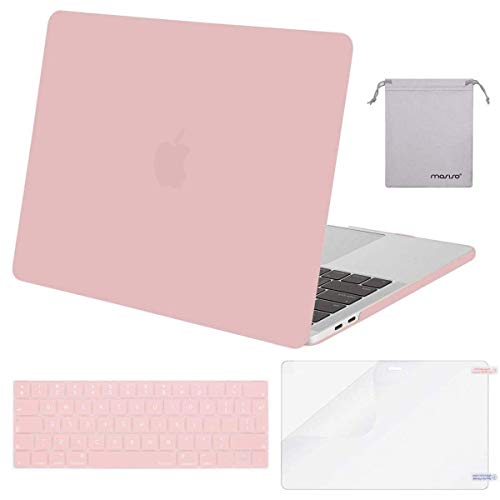 MOSISO Funda Dura Compatible con 2019 2018 2017 2016 MacBook Pro 13 USB-C A2159 A1989 A1706 A1708, Rígido Carcasa & Cubierta de Teclado & Protector de Pantalla & Accesorios Bolsa, Cuarzo Rosa