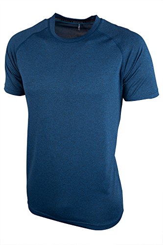 Mountain Warehouse Agra Camiseta mélange para Hombre - Ligera, cómoda, con Cuello Redondo, de Secado rápido y protección UV - para Viajar y Caminar Azul XS