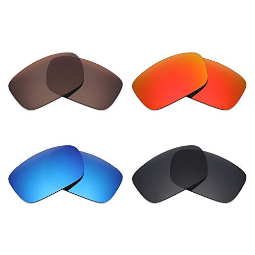 Mryok 4 pares de lentes polarizadas de repuesto para gafas de sol Oakley Drop Point – Stealth negro/rojo fuego/azul hielo/marrón bronce