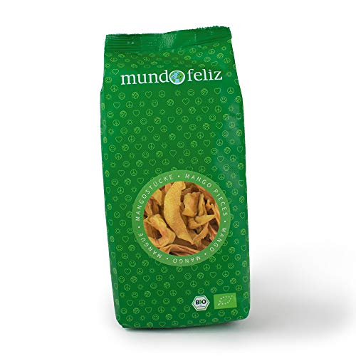 Mundo Feliz - Mango ecológico deshidratado en tiras, 3 bolsas de 200 g