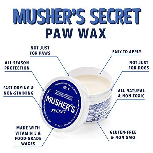 Musher's Secret Paw Protector Wax. Balsamo Perro Hecho Con 100 Por Ciento De Ceras Naturales. Protectores patas perros y Protección pezuñas para todas Las Estaciones. 60 Gramos