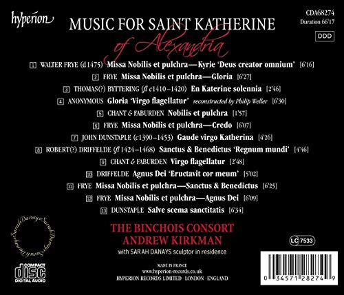 Musique pour Sainte Catherine d'Alexandrie. The Binchois Consort, Kirkman.