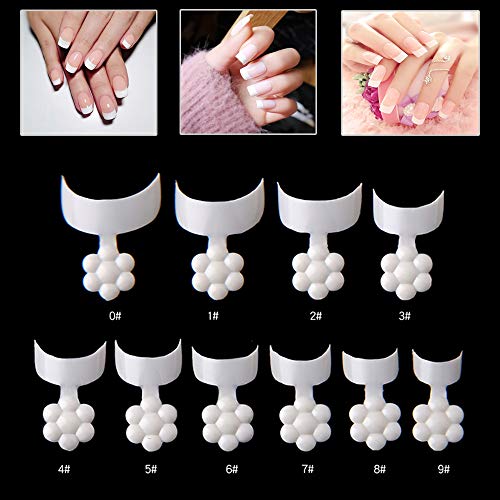 Mwoot 500 Piezas Puntas de Uñas Postizas, Crescent Shape Short Nail Tips, francesa Falsas Acrílico Uñas Postizas para Manicura y Diseños Uñas DIY, 10 Tamaños (Blanco)