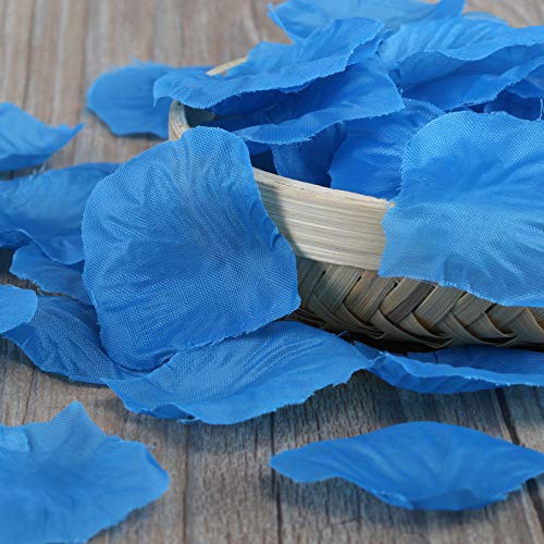 Naler 2000 pétalos de Rosa Artificiales, pétalos de Flores de Seda Falsos para decoración de Cosplay, Halloween, Navidad, Regalo de Boda, Confeti, esparcimiento de Mesa, Azul