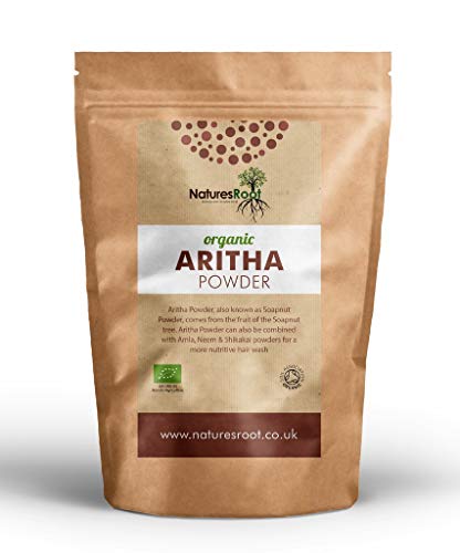 Natures Root - Aritha orgánico en polvo - certificado 100 % natural - Para champú y acondicionador de cabello orgánicos - Remedio herbal para el cabello, ayurveda