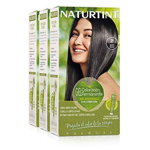 Naturtint Coloración 1N Negro Ébano, 100% Cobertura | Ingredientes Vegetales y Aceites 100% Biobotánicos, Color Natural y Duradero, Sin Amoniaco, Pack de 3