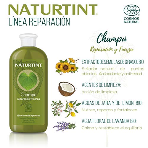 Naturtint Reparación y Fuerza - Champú que Hidrata, Fortalece y Rejuvenece, 330 ml