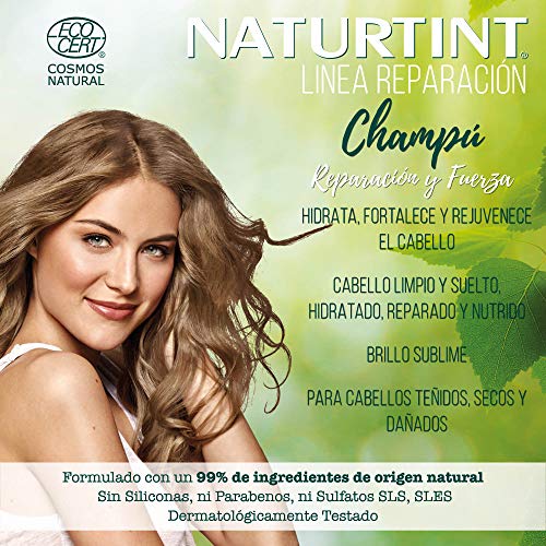 Naturtint Reparación y Fuerza - Champú que Hidrata, Fortalece y Rejuvenece, 330 ml