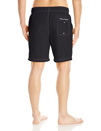 Nautica Men's Standard Solid Quick Dry Classic Logo Swim Trunk, True Black, XX-Large