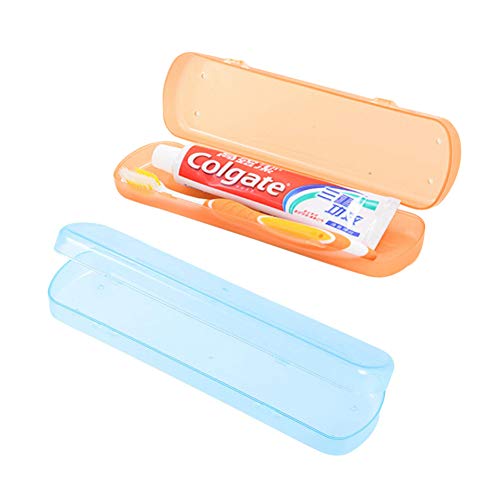 Ndier - Juego de 2 fundas para cepillos de dientes y pasta de dientes, portátil de viaje, azul y naranja