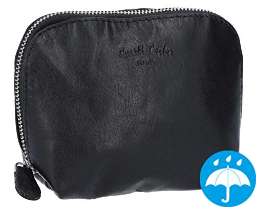 Neceser de Cuero Gusti Leder Leo Funda para Maquillaje Bolso de Belleza Cosmética Cuero de Búfalo Negro 2A5-20-6wp